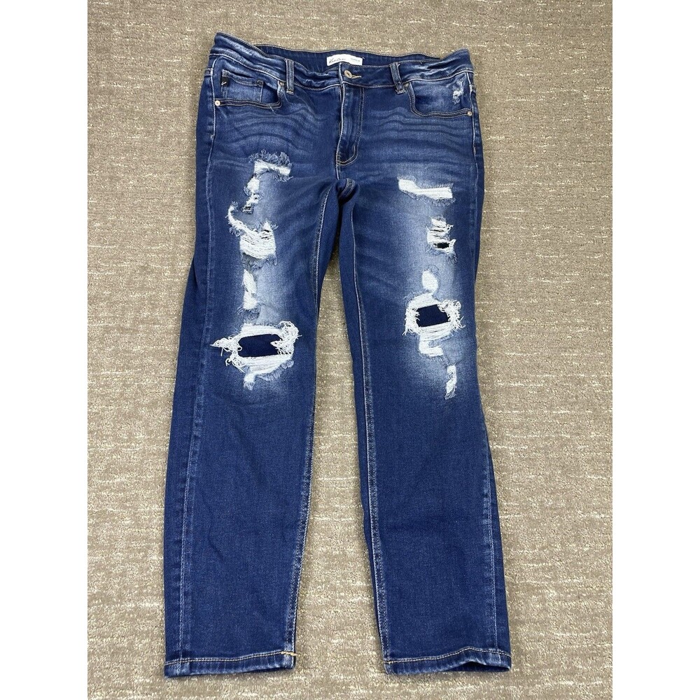 Plus Size KanCan High Rise Dark Backed Destructed Skinny Jean 16 Women’s